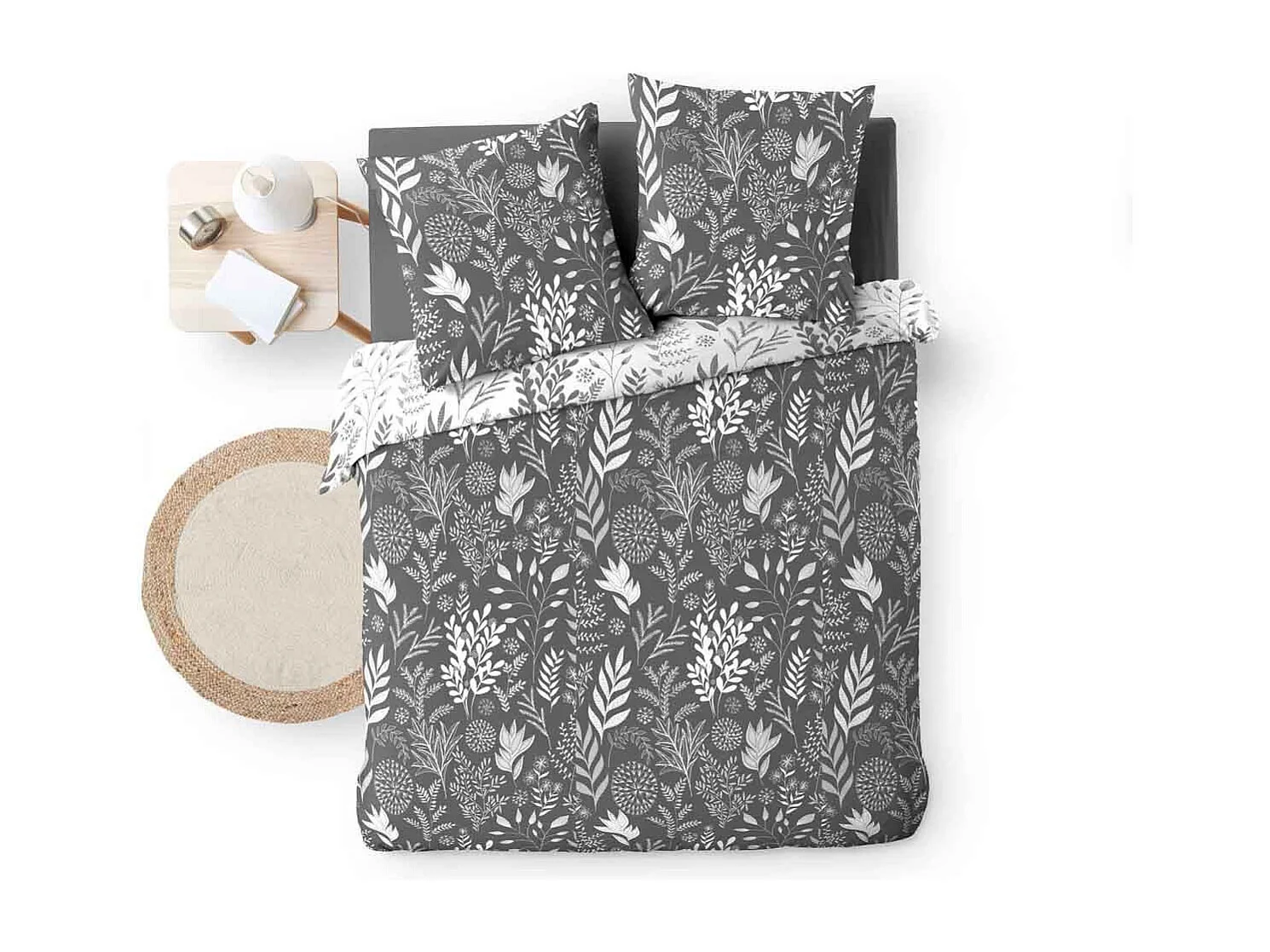 Parure de Lit 3 Pièces "Suzanne" 260x240cm Anthracite