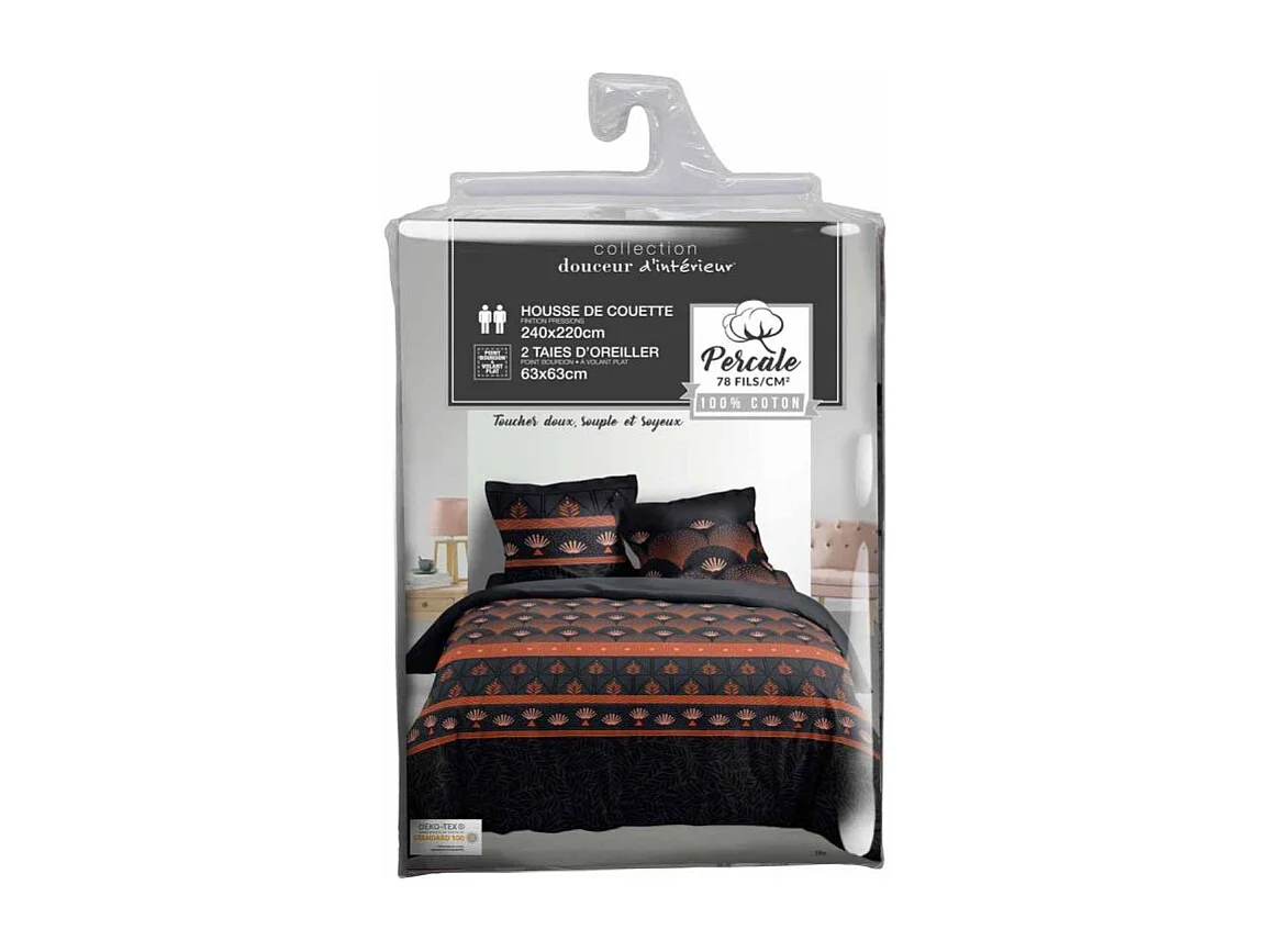 Parure de Lit 3 Pièces "Elfie" 240x220cm Noir