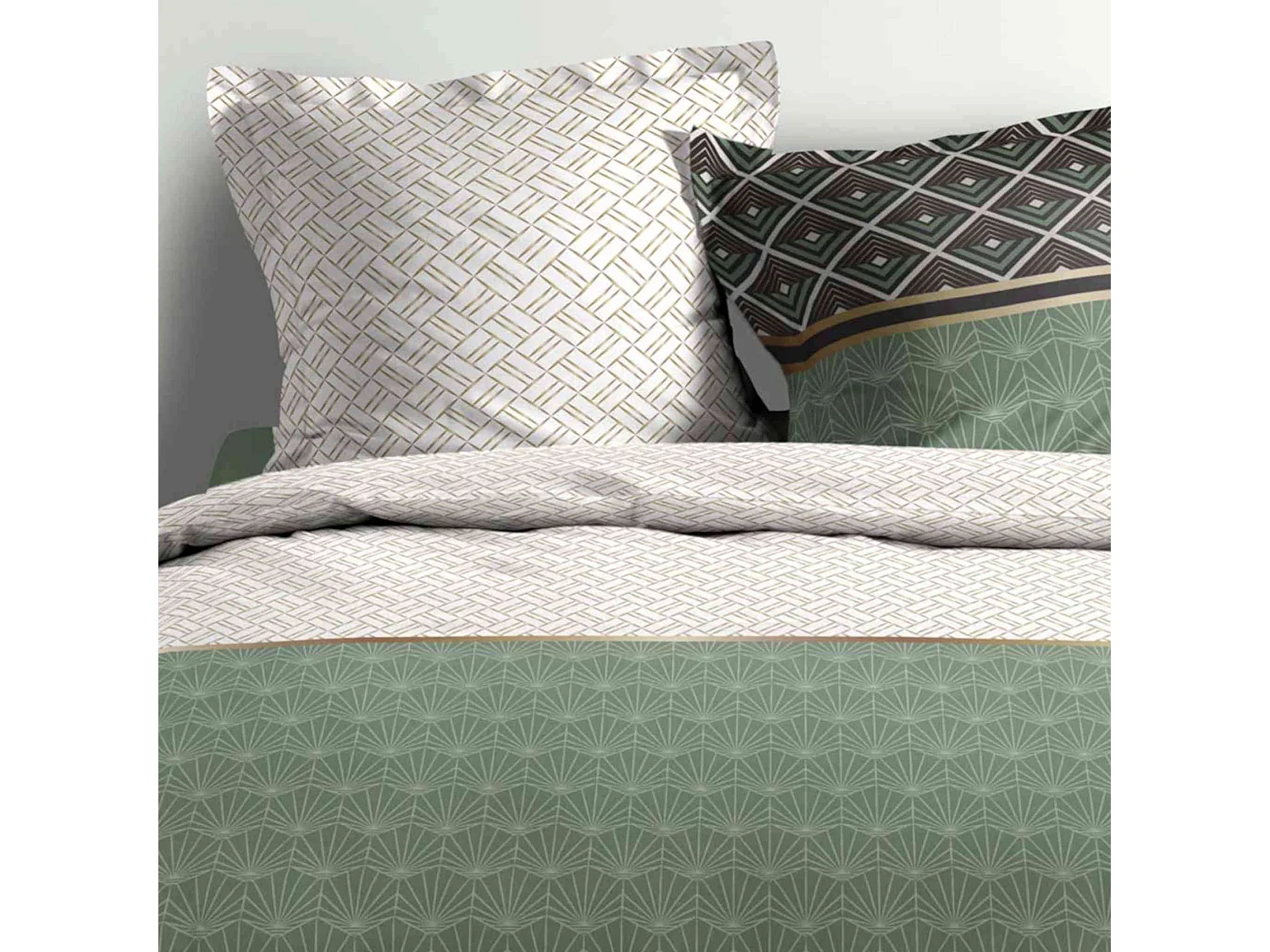 Parure de Lit 3 Pièces "Belor" 240x220cm Vert