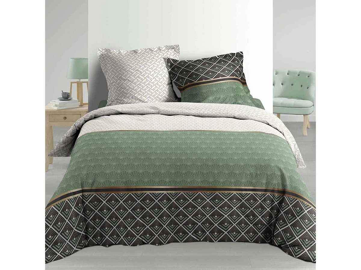 Parure de Lit 3 Pièces "Belor" 240x220cm Vert