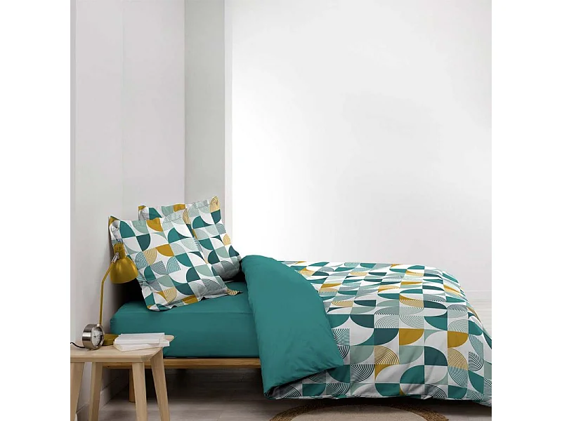 Parure de Lit 3 Pièces "Rythmo" 240x220cm Bleu