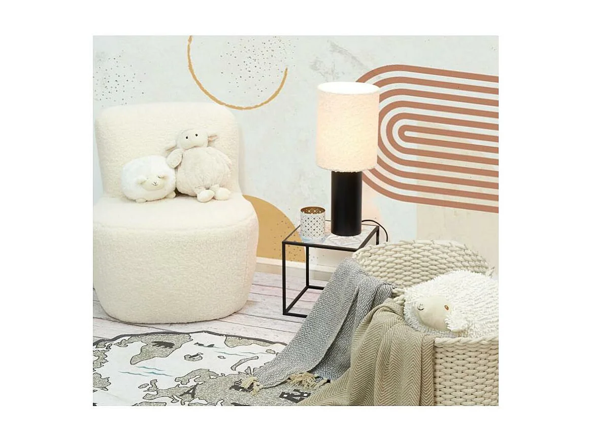 Lampe en métal et coton bouclette