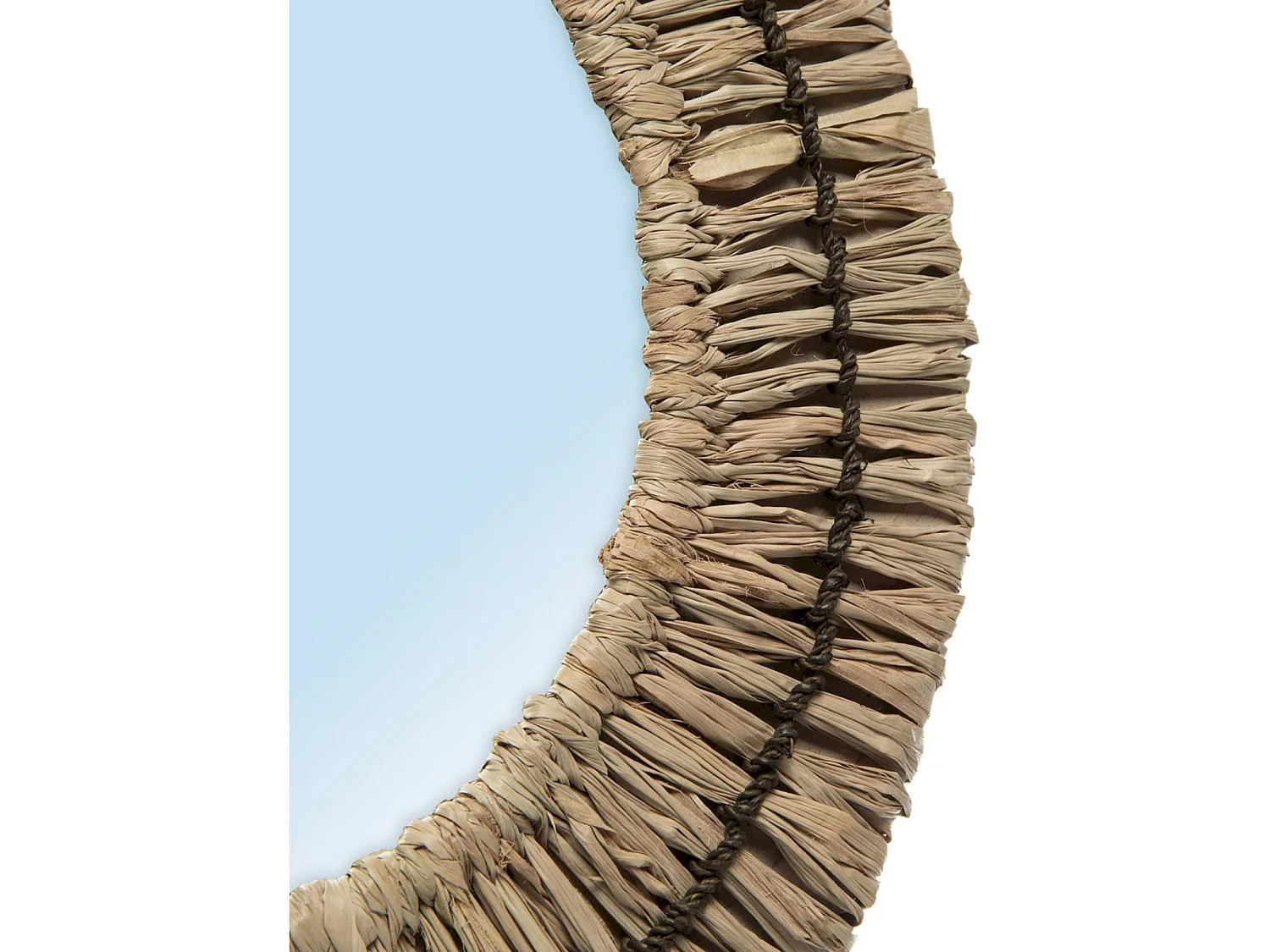 Miroir rond Gajih en raphia chic