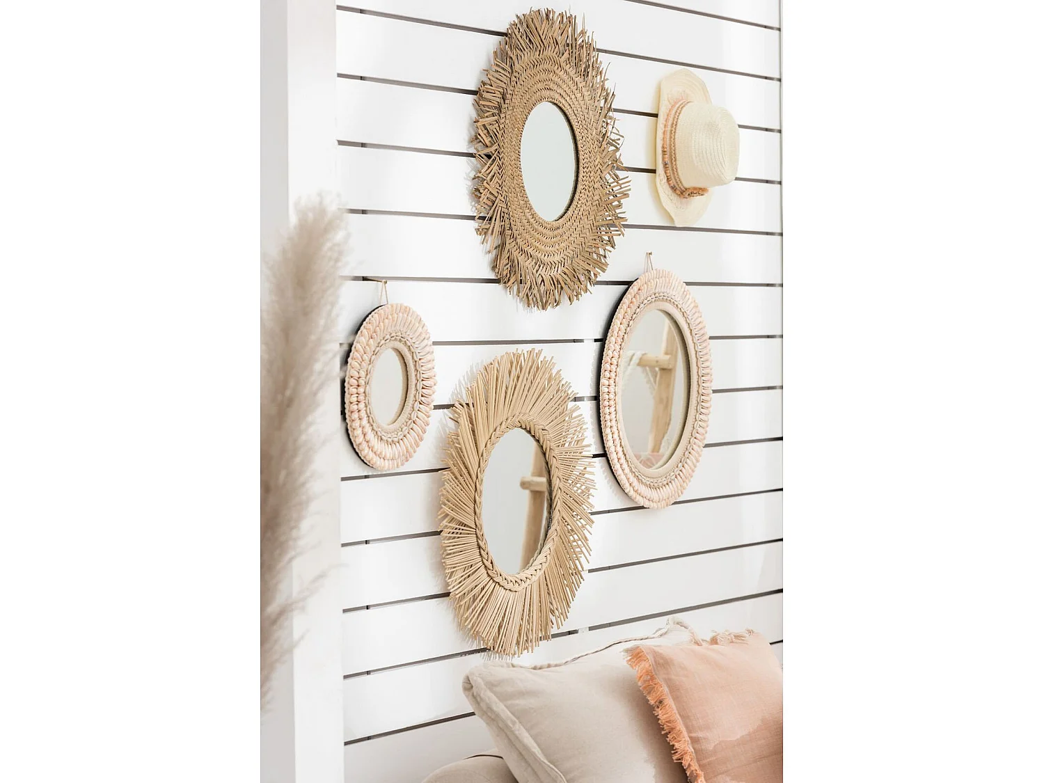 Miroir mural Lakesite en Rotin