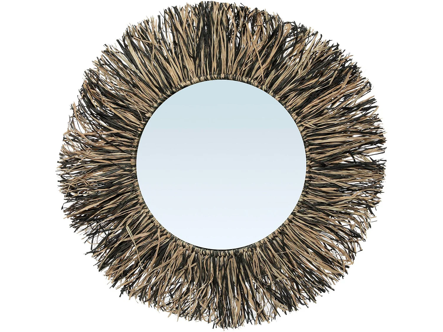 Miroir Raphia Frangé Élégance Côtière
