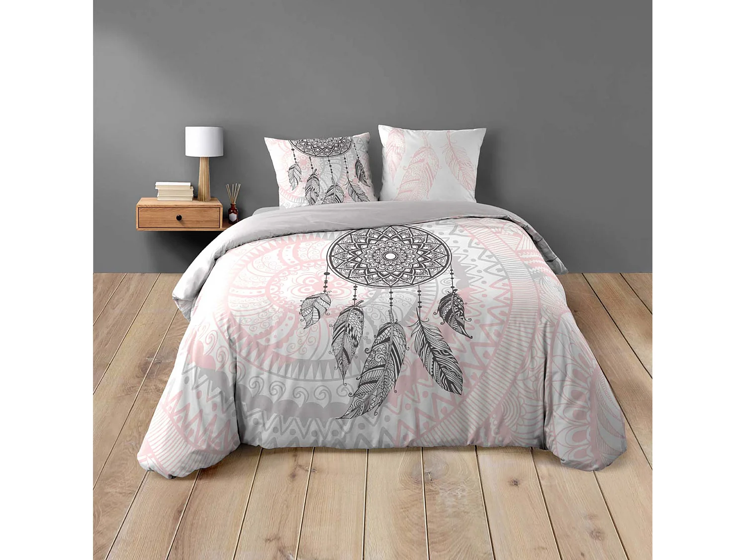 Bettwäsche 3-teilig Baumwolle Motiv Traumfänger Bezug + Kissenbezüge