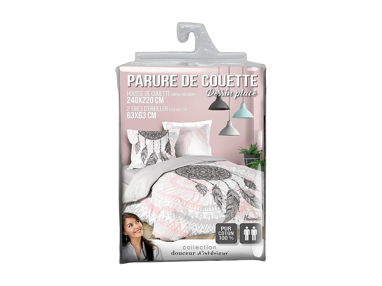 Bettwäsche 3-teilig Baumwolle Motiv Traumfänger Bezug + Kissenbezüge