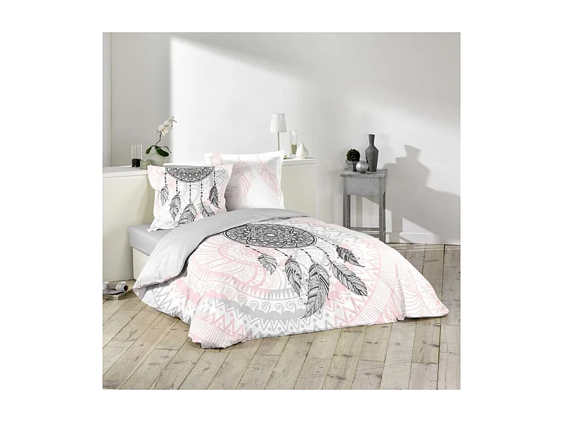 Parure de Lit 3 Pièces "Namaste" 240x220cm Rose