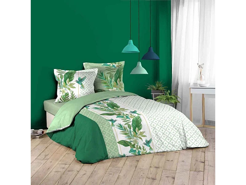 Parure de Lit 3 Pièces "Boréale" 240x220cm Vert