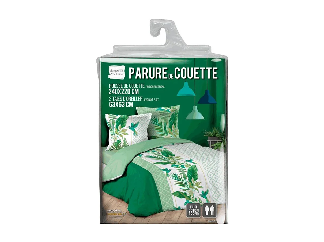 Parure de Lit 3 Pièces "Boréale" 240x220cm Vert
