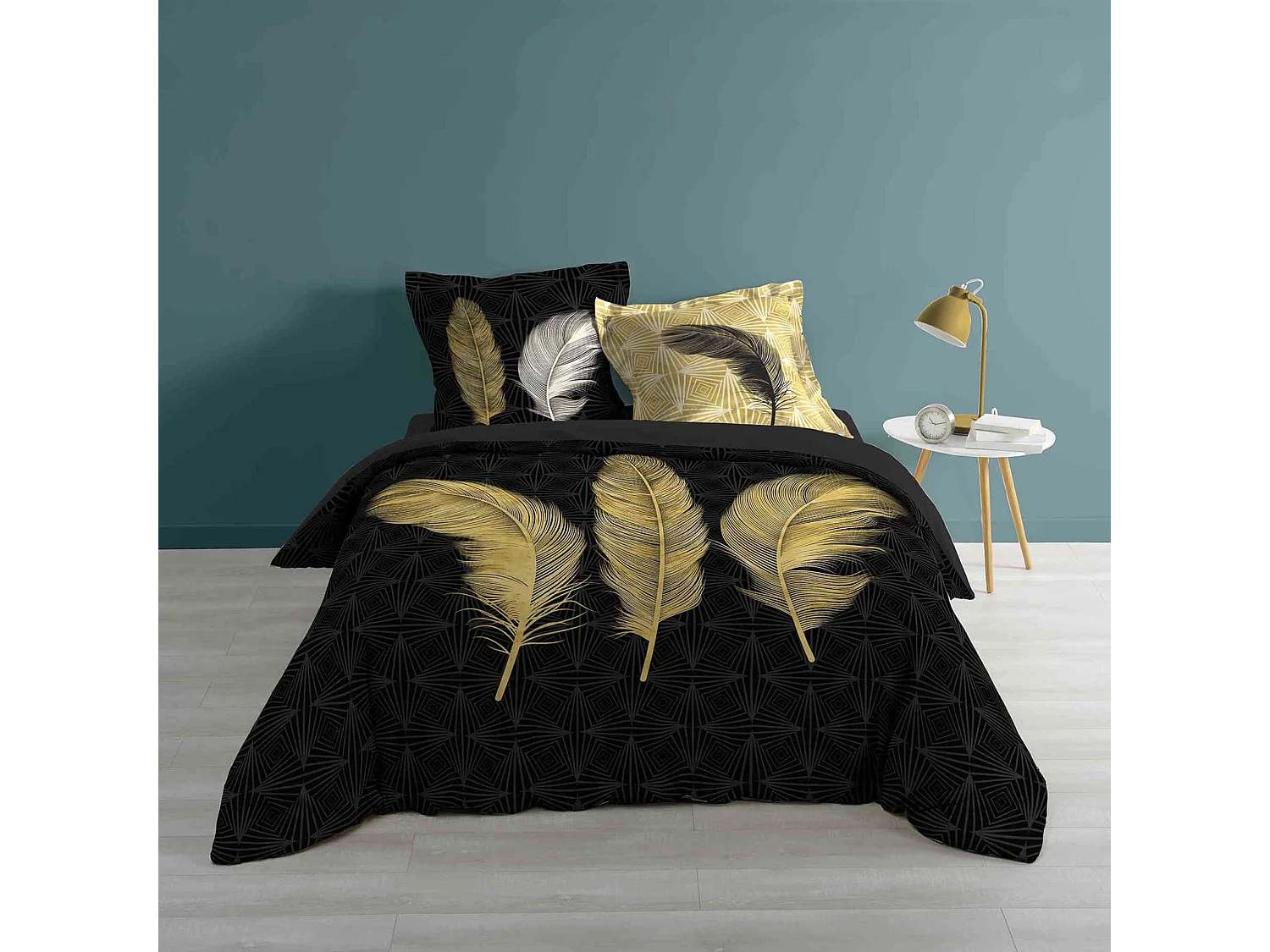 Parure de Lit 3 Pièces "Himalalove" 240x220cm Noir