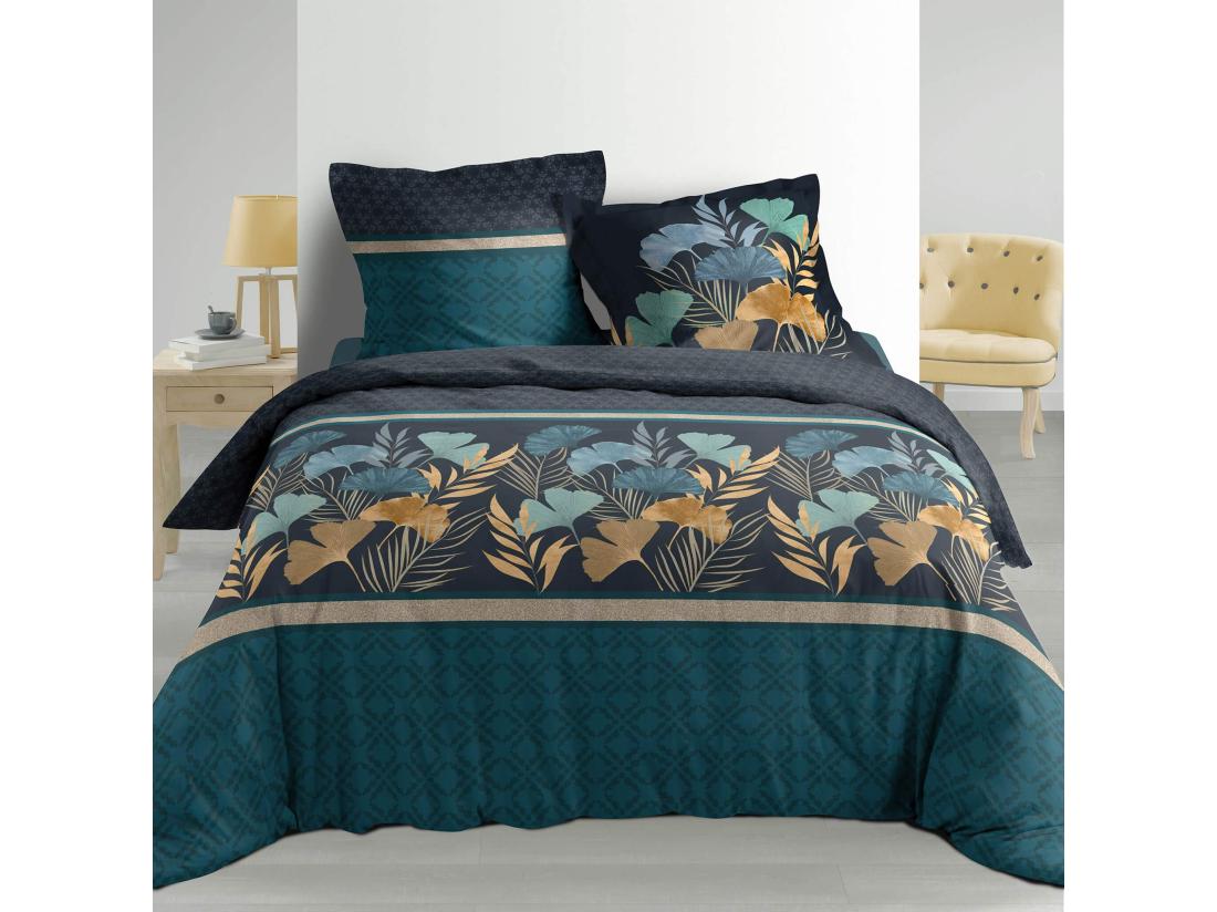 vente unique Parure de Lit 3 Pièces "Blondy Line" 240x220cm Bleu