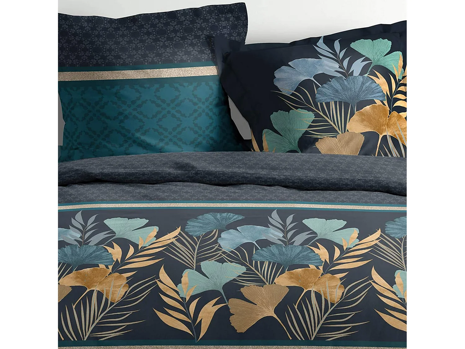 Parure de Lit 3 Pièces "Blondy Line" 240x220cm Bleu