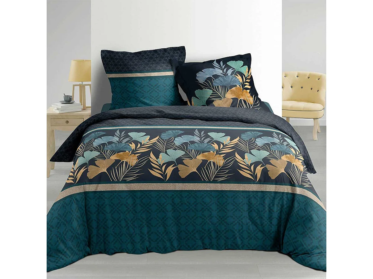 Parure de Lit 3 Pièces "Blondy Line" 240x220cm Bleu