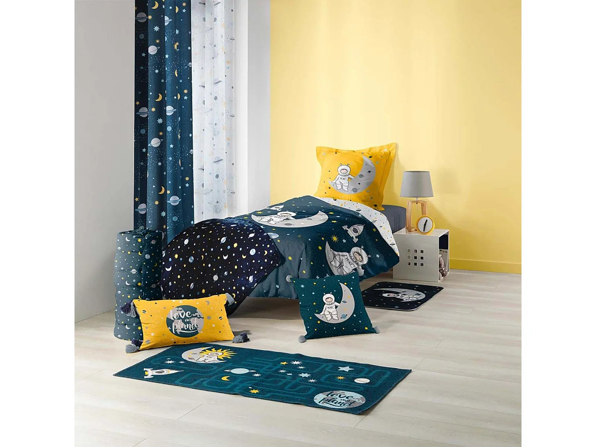 Parure de Lit 2 Pièces "Petit Astronaute" 140x200cm Bleu