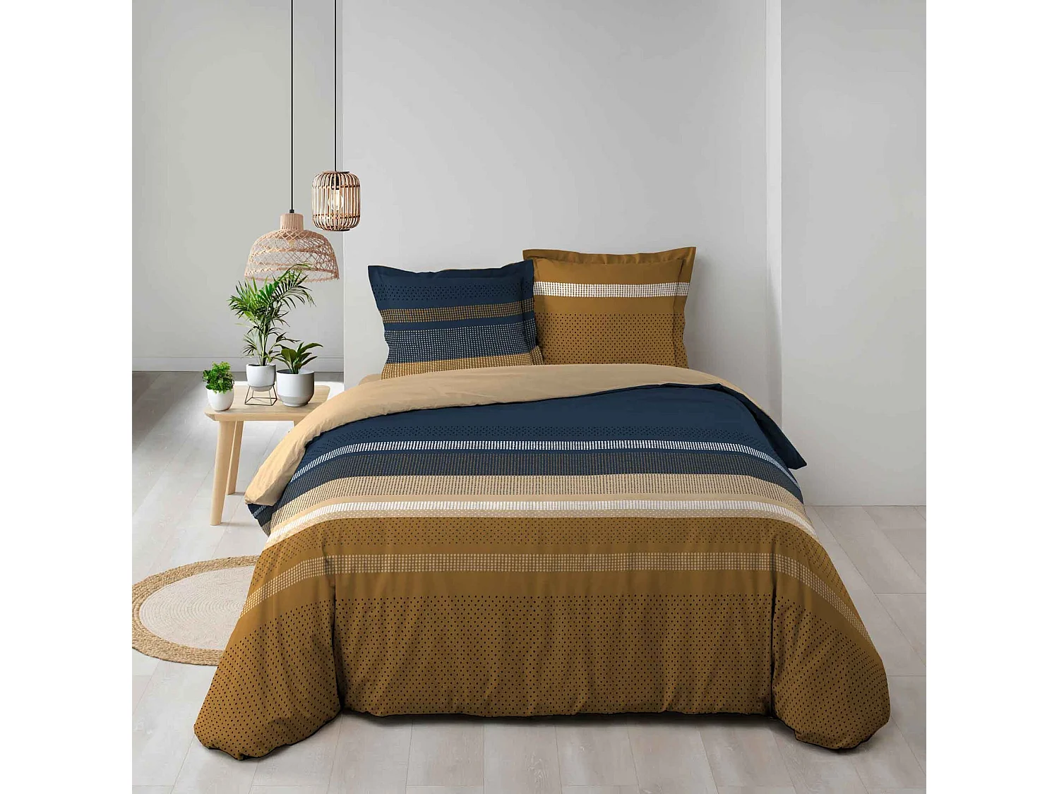 Parure de Lit 3 Pièces "Massaï" 260x240cm Naturel