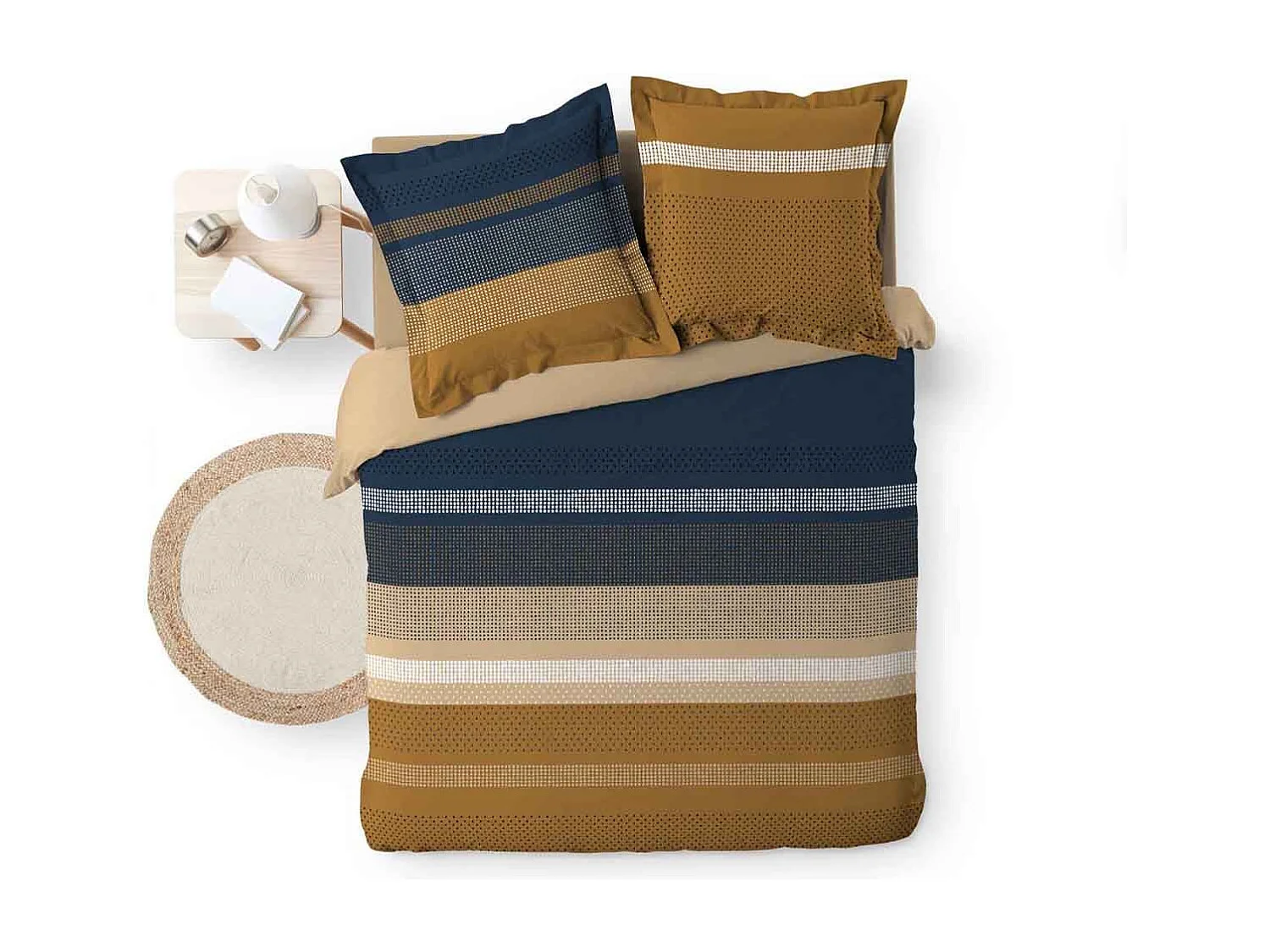 Parure de Lit 3 Pièces "Massaï" 260x240cm Naturel