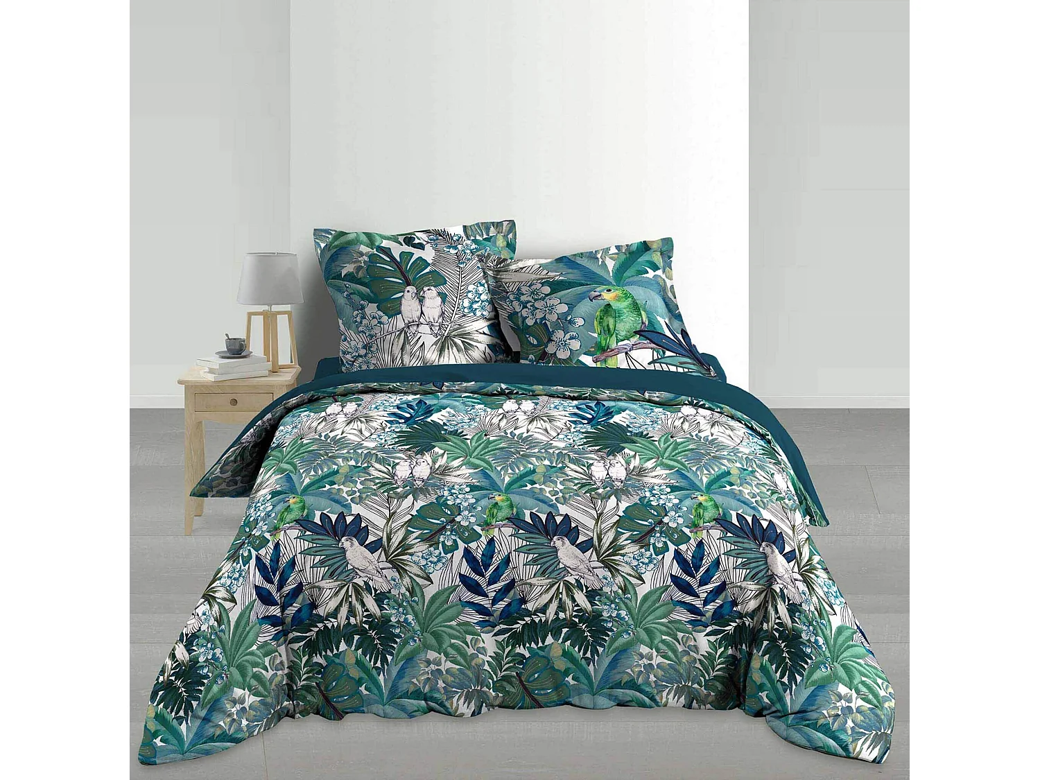 Parure de Lit 3 Pièces "Colibri" 240x220cm Vert