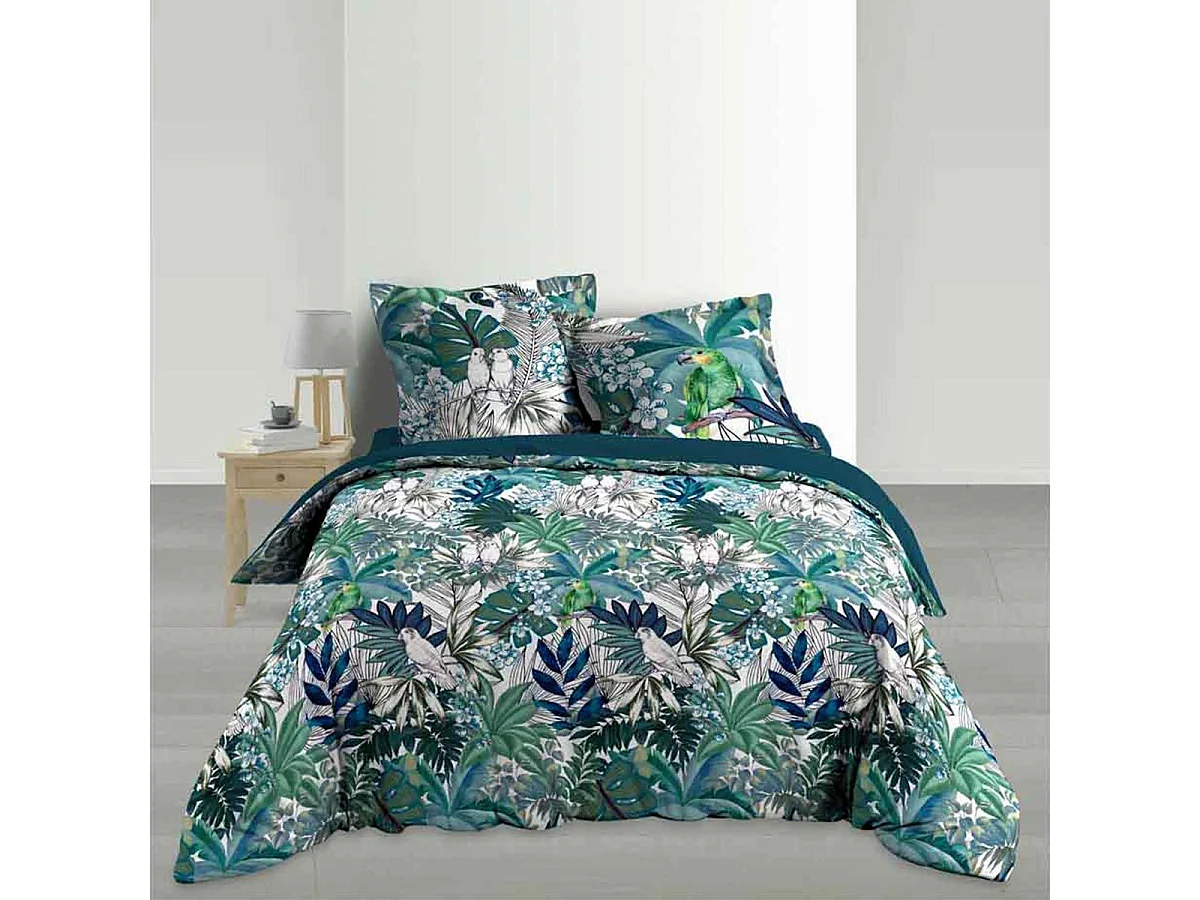 Parure de Lit 3 Pièces "Colibri" 260x240cm Vert