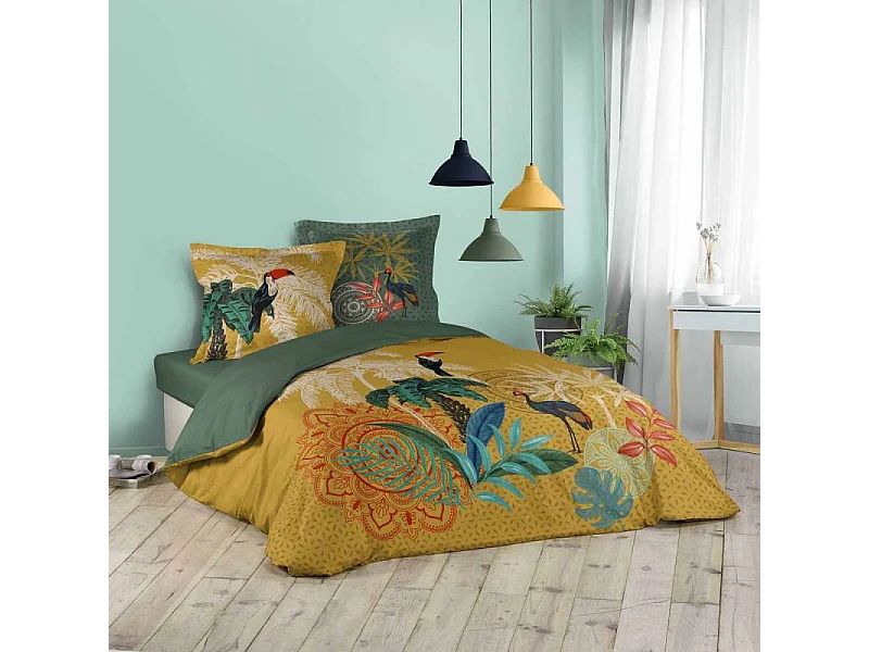 Parure de Lit 3 Pièces "Wonderland" 220x240cm Jaune