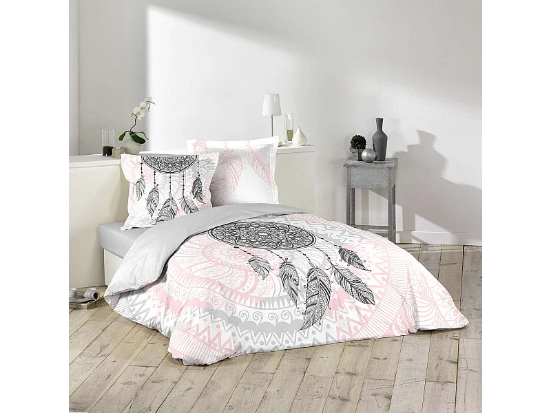 Parure de Lit 2 Pièces "Namaste" 140x200cm Rose