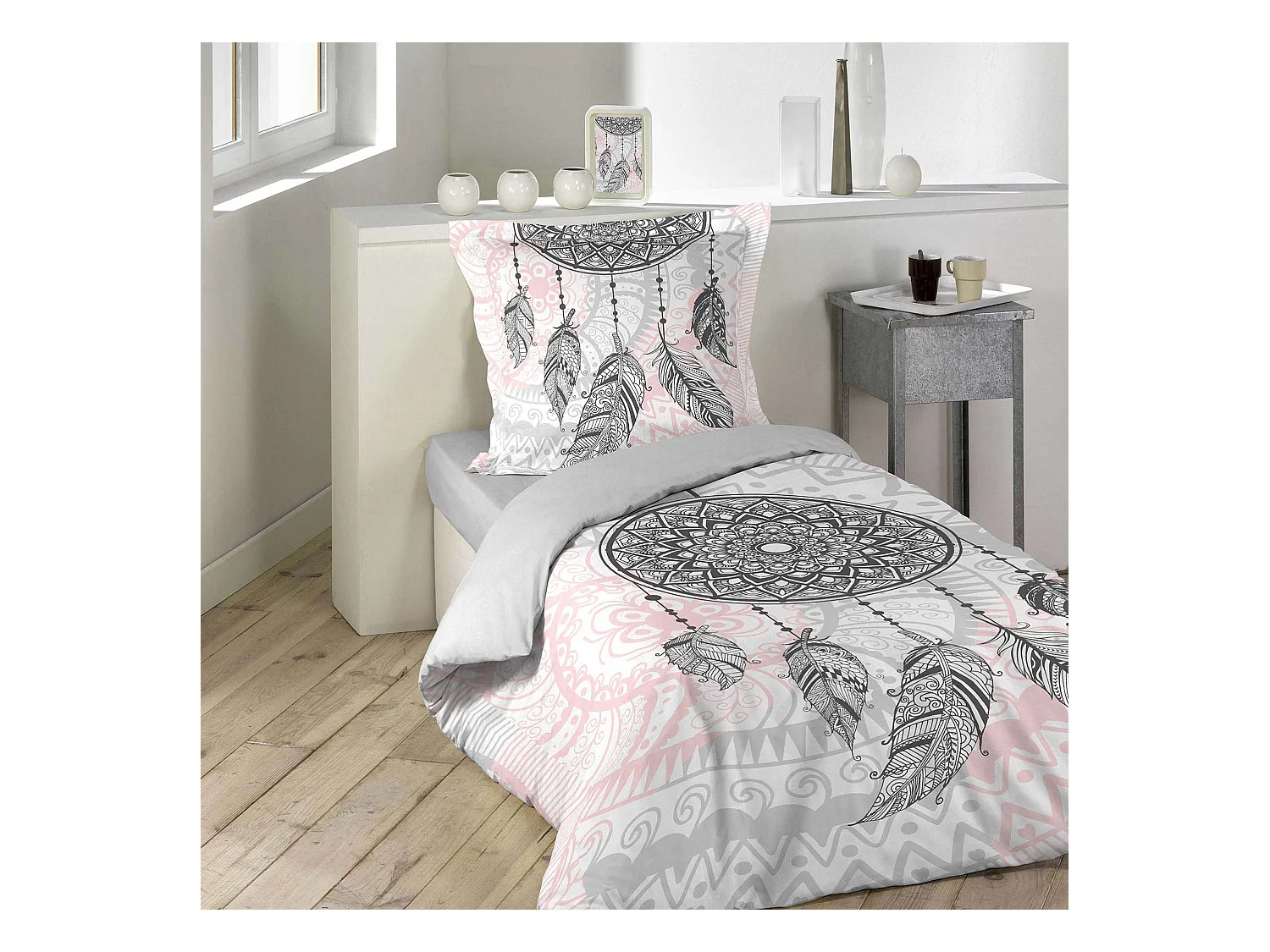 Parure de Lit 2 Pièces "Namaste" 140x200cm Rose