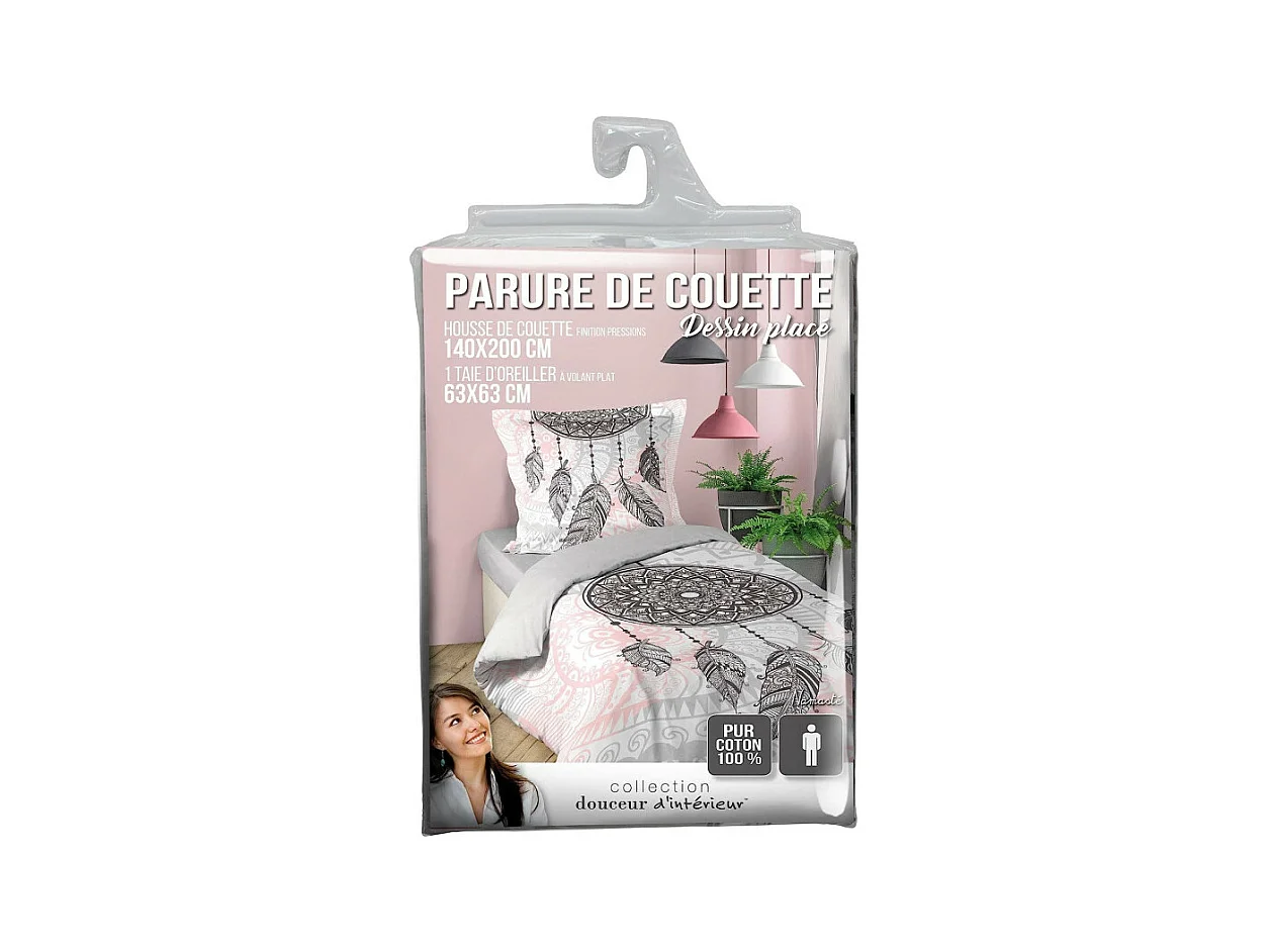Parure de Lit 2 Pièces "Namaste" 140x200cm Rose