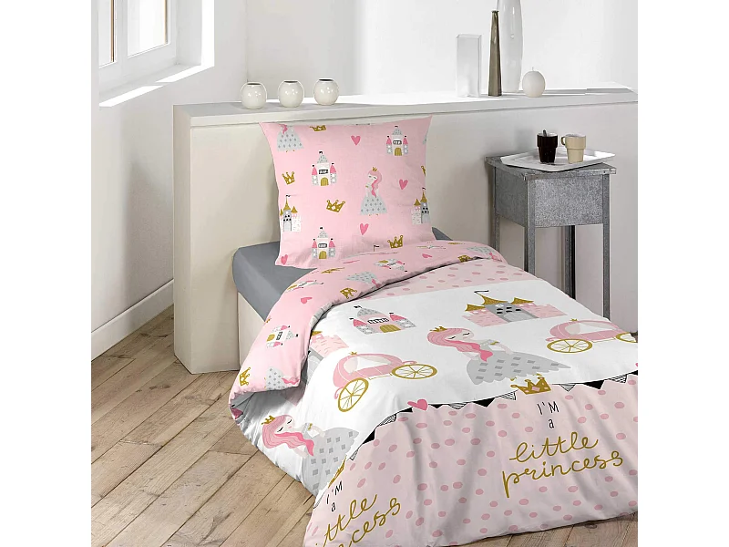 Parure de Lit 2 Pièces "Hermine" 140x200cm Rose