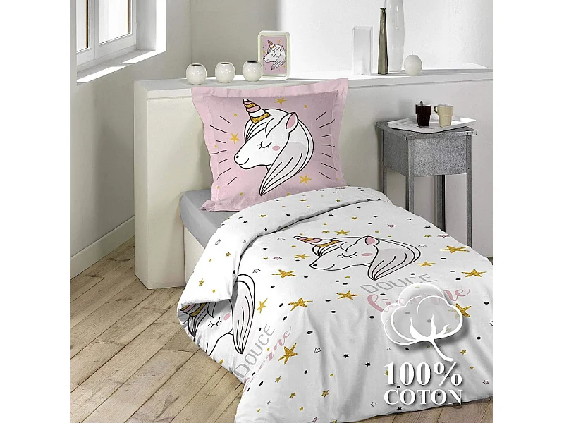 Parure de Lit 2 Pièces "Lilirose" 140x200cm Rose