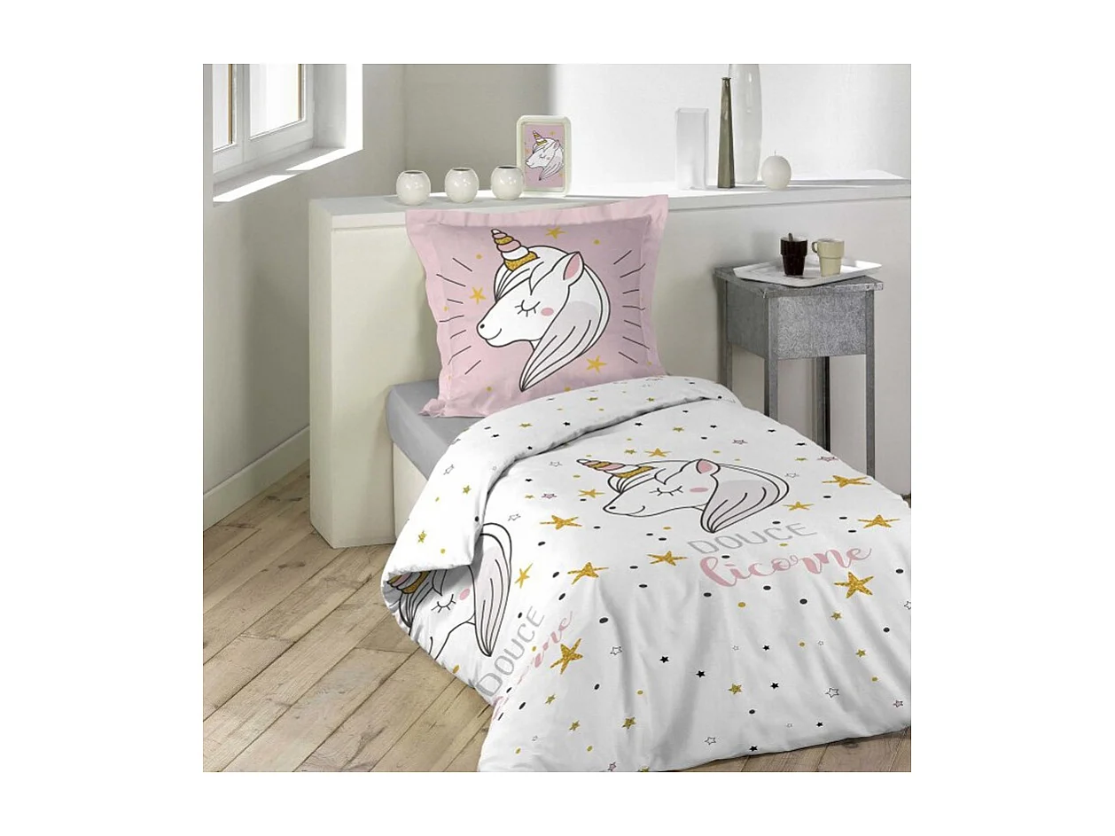 Parure de Lit 2 Pièces "Lilirose" 140x200cm Rose