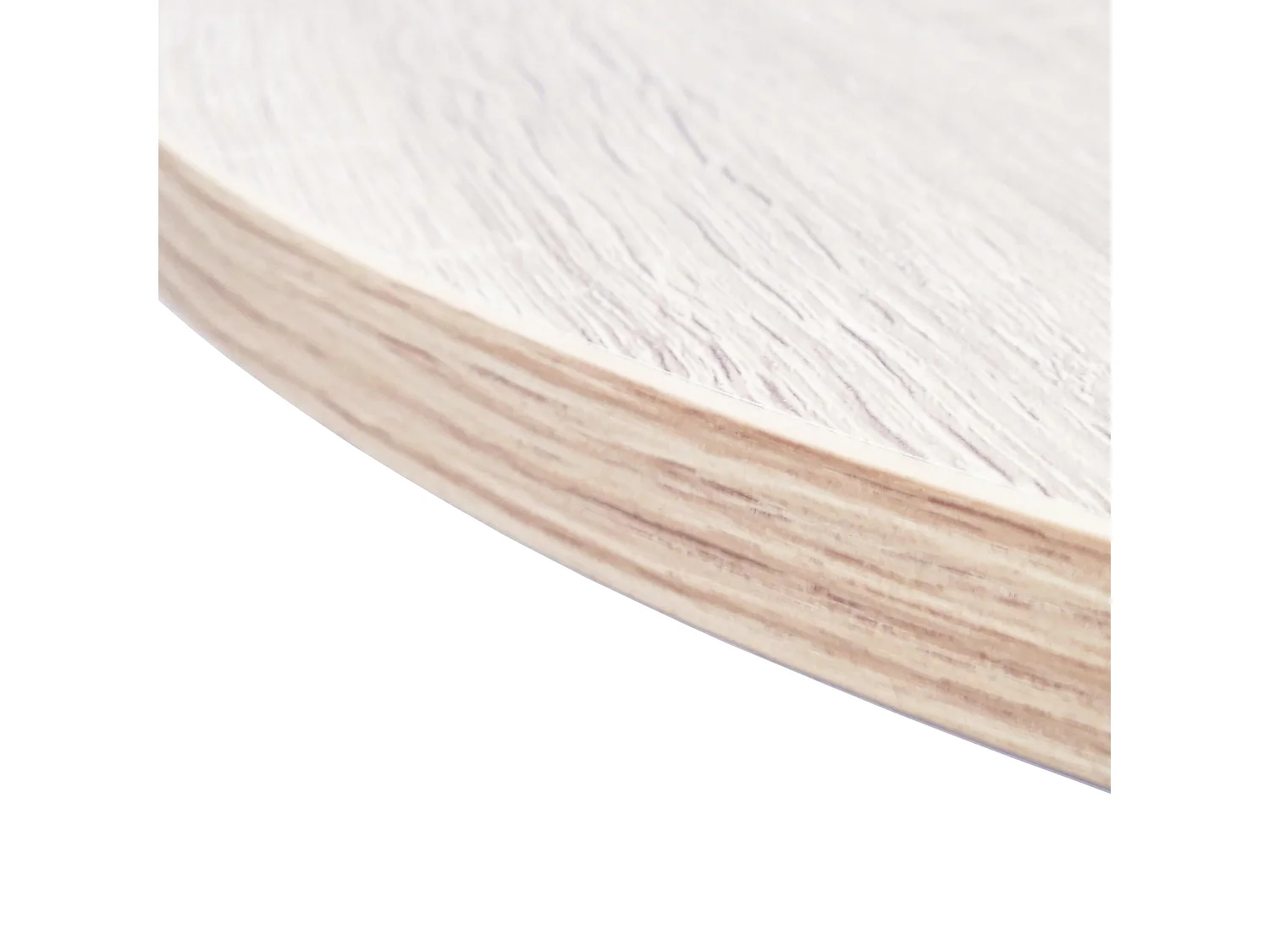 Mesa de jantar fixa redonda ZEN, 90x90x77cm, Capacidade para 4 pessoas, Cor carvalho, Pés metálicos em preto lacado mate