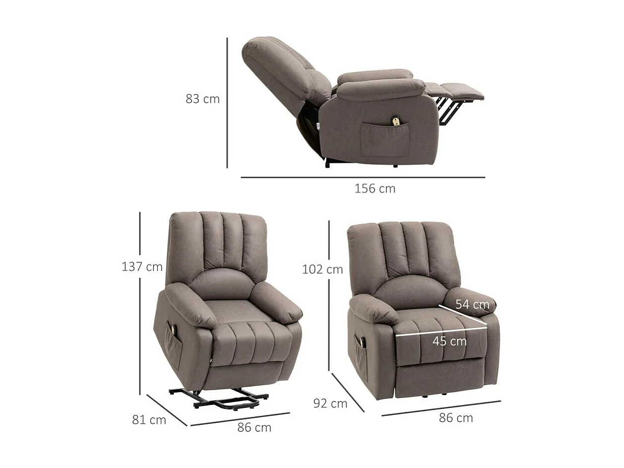 Fauteuil relax inclinable électrique releveur Baryton avec repose-pied et télécommande