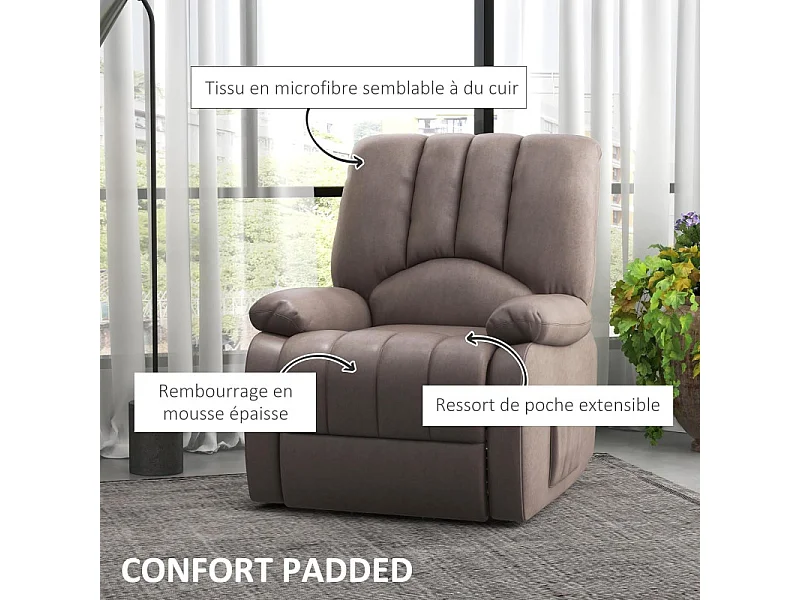 Fauteuil relax inclinable électrique releveur Baryton avec repose-pied et télécommande