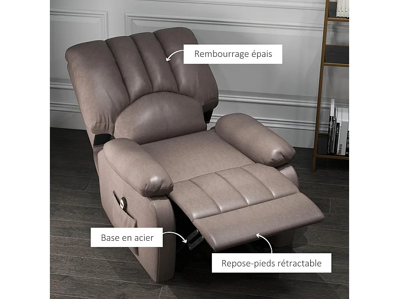 Fauteuil relax inclinable électrique releveur Baryton avec repose-pied et télécommande