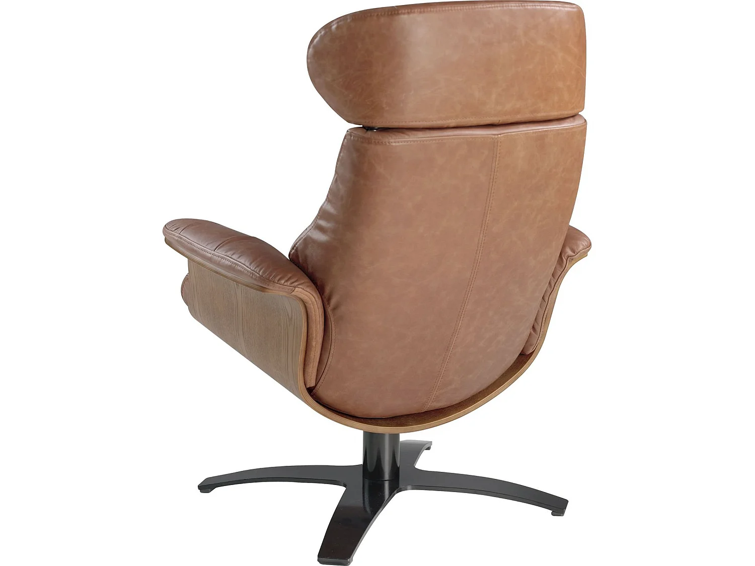 Fauteuil relax pivotant cuir vachette piètement acier massif poli