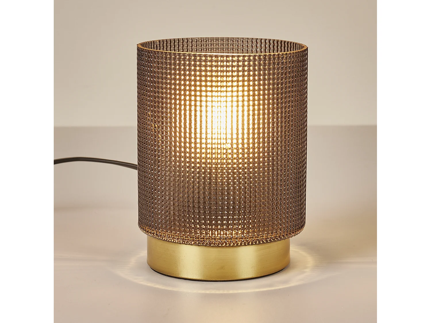 Lampe A Poser Verre Embosse Noir Noir