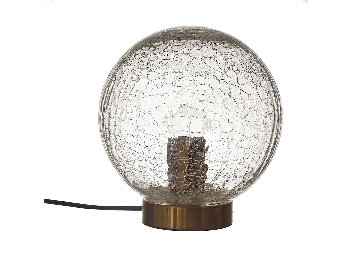 Lampe A Poser Boule En Verre Cisele Or, Transparent