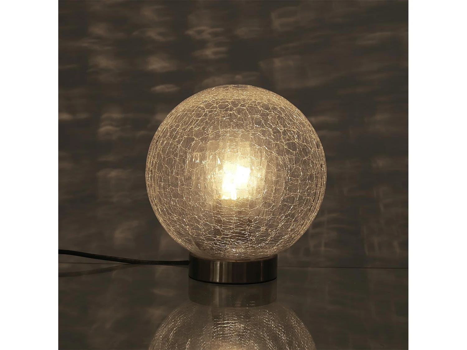 Lampe A Poser Boule En Verre Cisele Or, Transparent