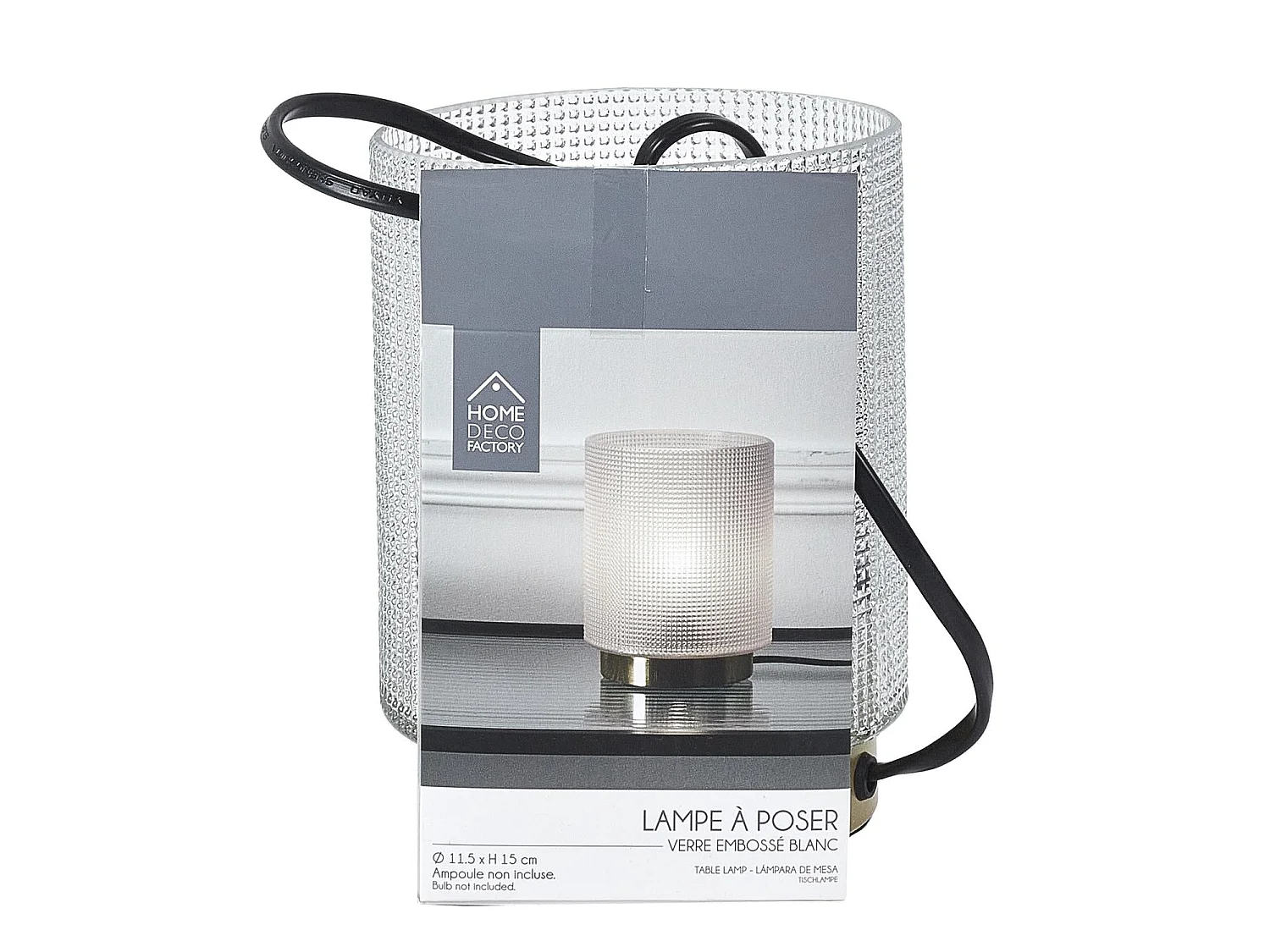 Lampe A Poser Verre Embosse Blanc Blanc