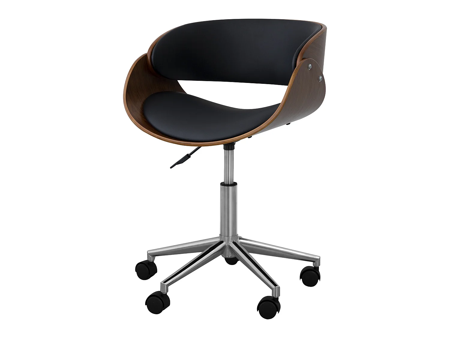 Teamson Home Chaise de bureau à domicile pivotante en similicuir Valeria noir et marron