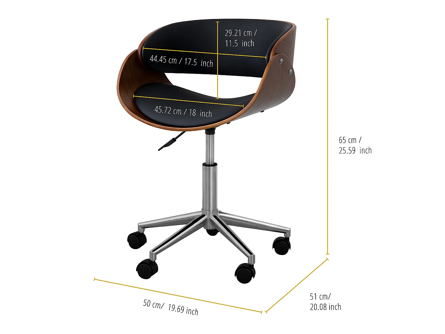 Teamson Home Office Chair im Pivoting Home in Supervisor Valeria Black und Brown