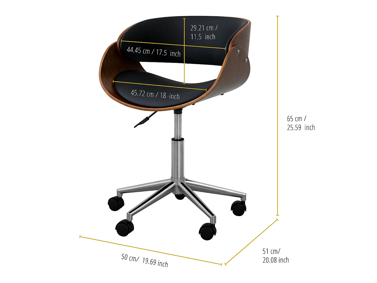 Teamson Home Office Chair im Pivoting Home in Supervisor Valeria Black und Brown