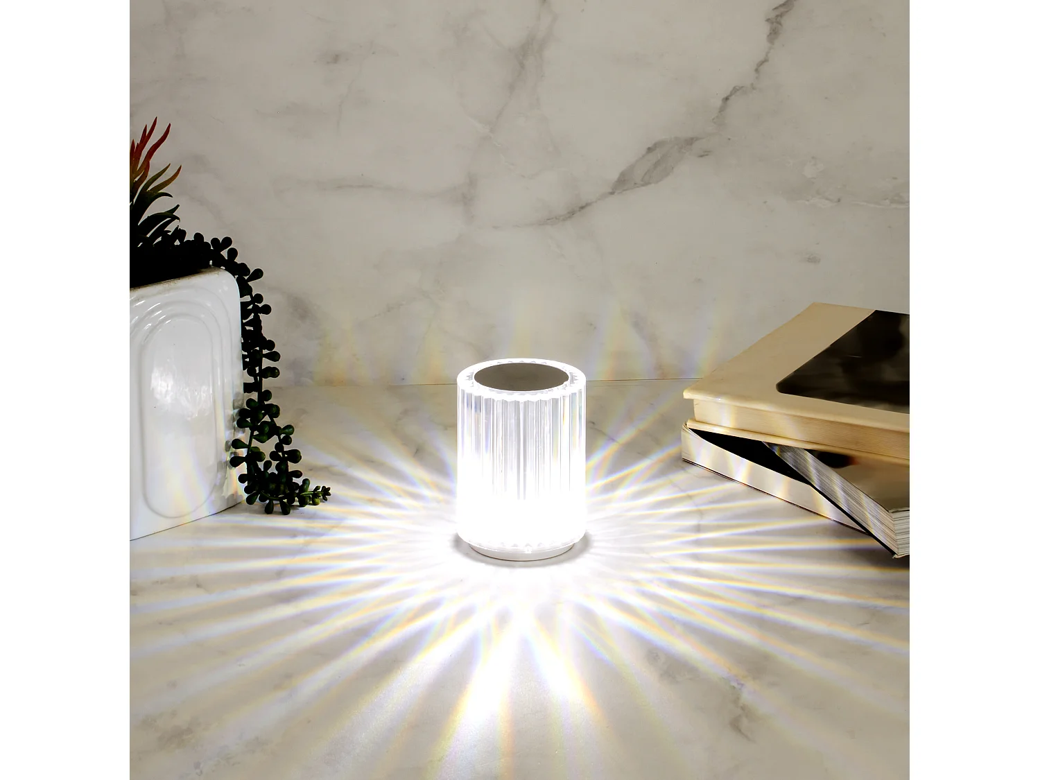 Lampe Tactile Rechargeable Lumiere Blance Transparent