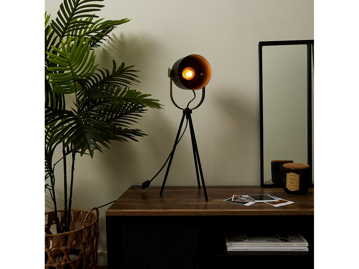 Lampe A Poser Indus Metal Noir Noir