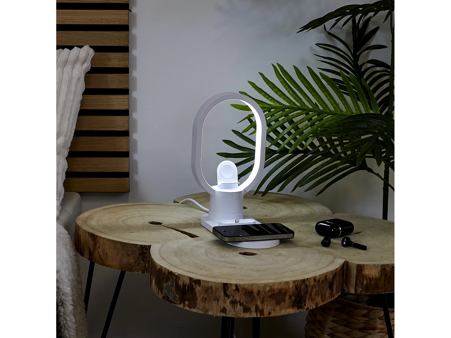 Lampe Led Chargeur Induction 3en1 Blanc