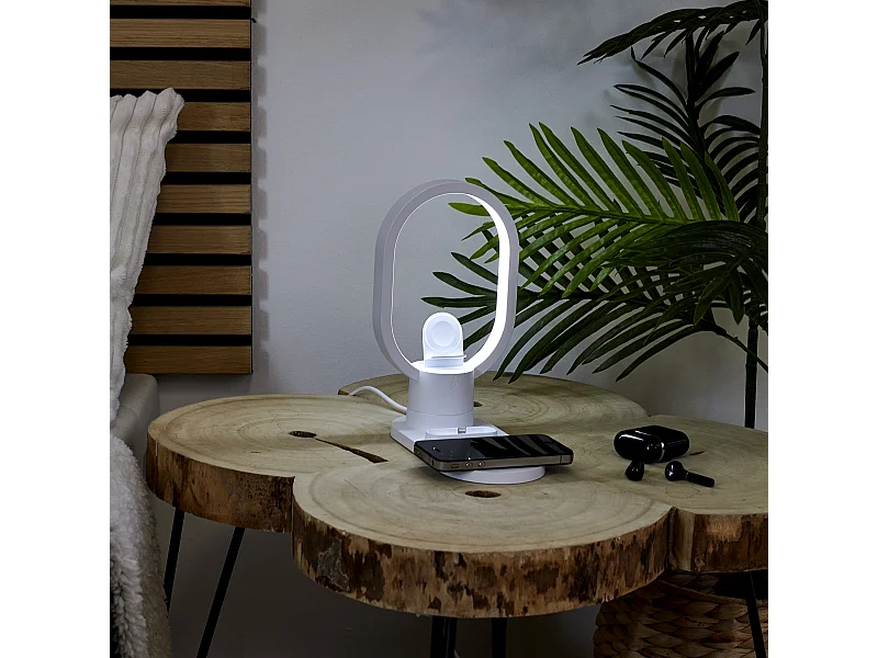 Lampe Led Chargeur Induction 3en1 Blanc