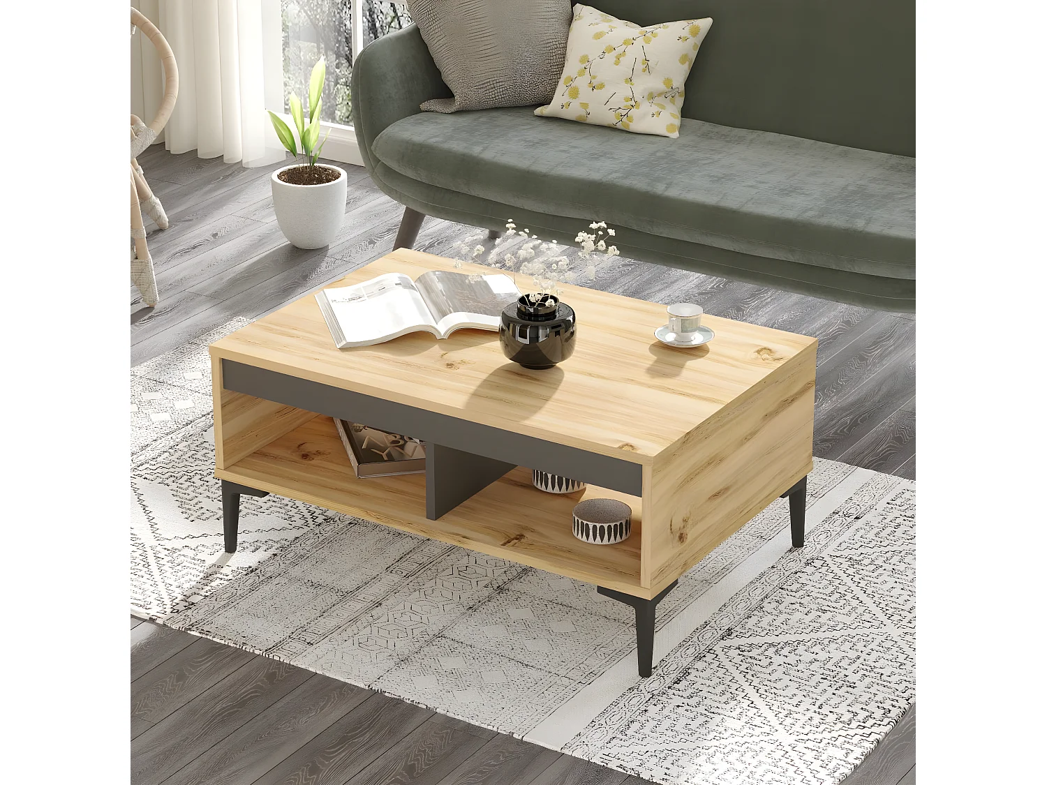 Mesa de centro Yurupa Aristo - Venprodin - Feltro 90 cm - Antracite