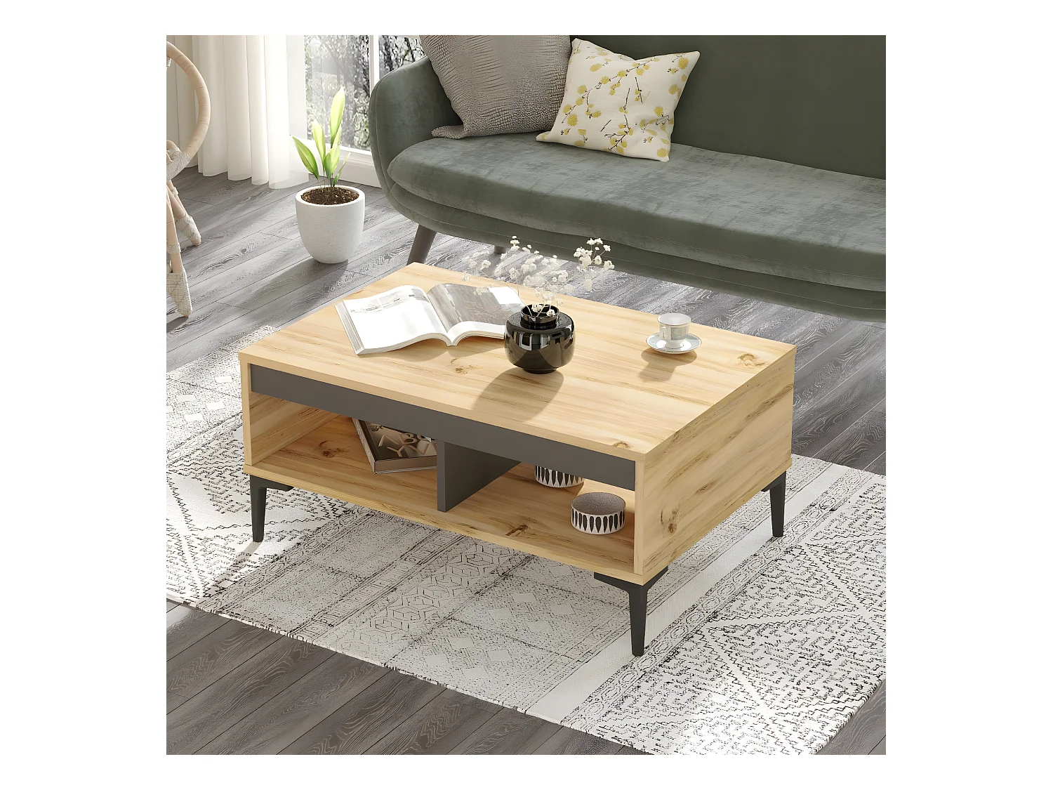 Table Basse Yurupa Aristo - Venprodin - Feutre 90 cm - Anthracite