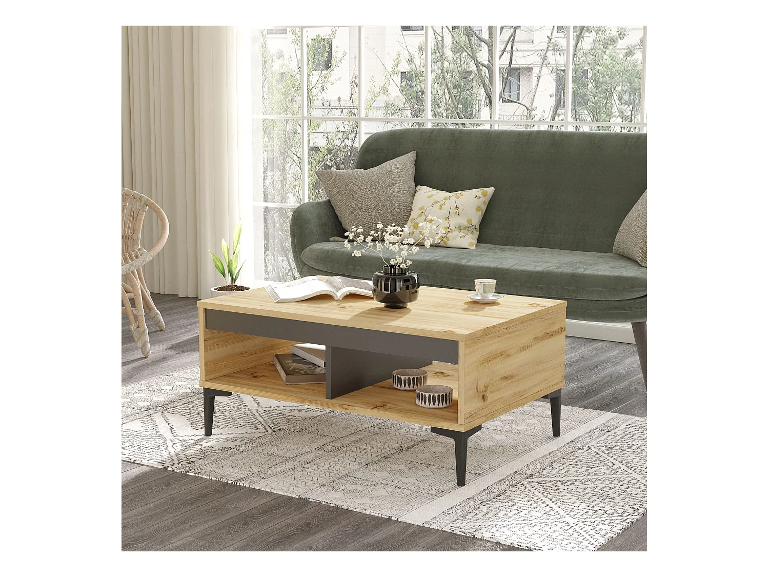 Table Basse Yurupa Aristo - Venprodin - Feutre 90 cm - Anthracite