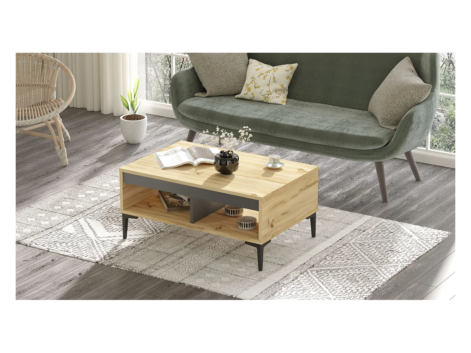 Table Basse Yurupa Aristo - Venprodin - Feutre 90 cm - Anthracite